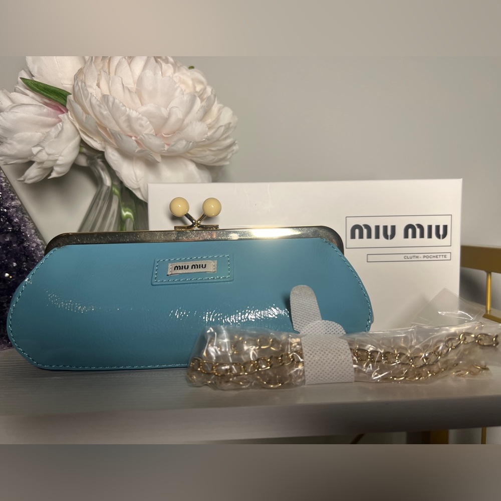 Miu Miu Blue Kisslock Crossbody/Clutch Bag